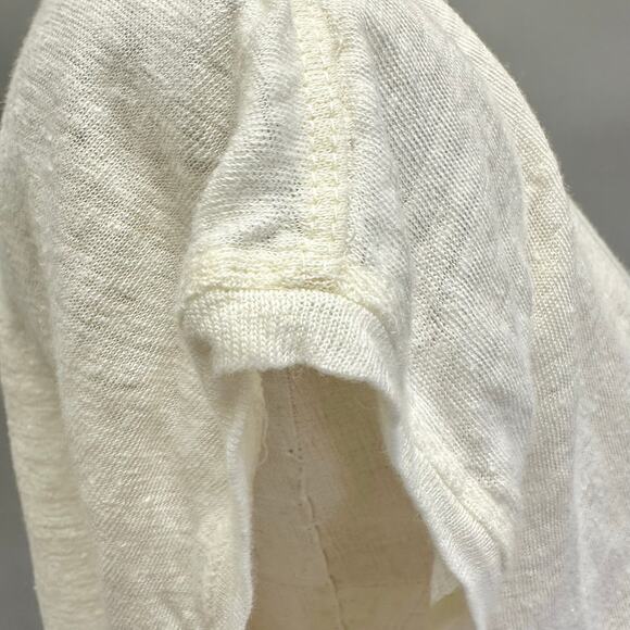 Swildens ivory linen slub lagenlook basic short sleeve boxy tee shirt size large - Picture 8 of 15